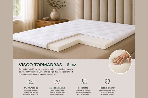 Visco topmadras 6 cm med memoryskum i kernen